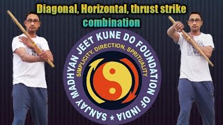 Kali Martial art, diagonal, horizontal, thrust strike combination Drill