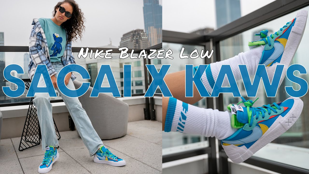BEST BLAZER COLLAB? SACAI x KAWS x NIKE BLAZER LOW NEPTUNE BLUE ON FOOT  REVIEW and HOW TO STYLE!