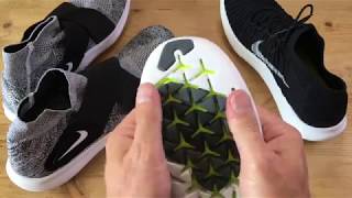 Nike Free RN Motion Flyknit 2016 v 2017 Minimalist Front / Toe running shoes - YouTube