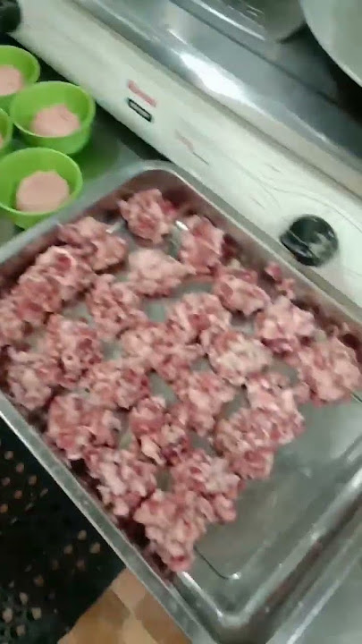 cara membuat bakso pake mangkok..isian daging cincang cabe rawit #plg