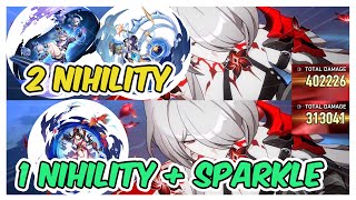 MUST KNOW!!! Acheron 1 Nihility 1 Harmony Sparkle vs 2 Nihility Damage Comparison - Honkai Star Rail
