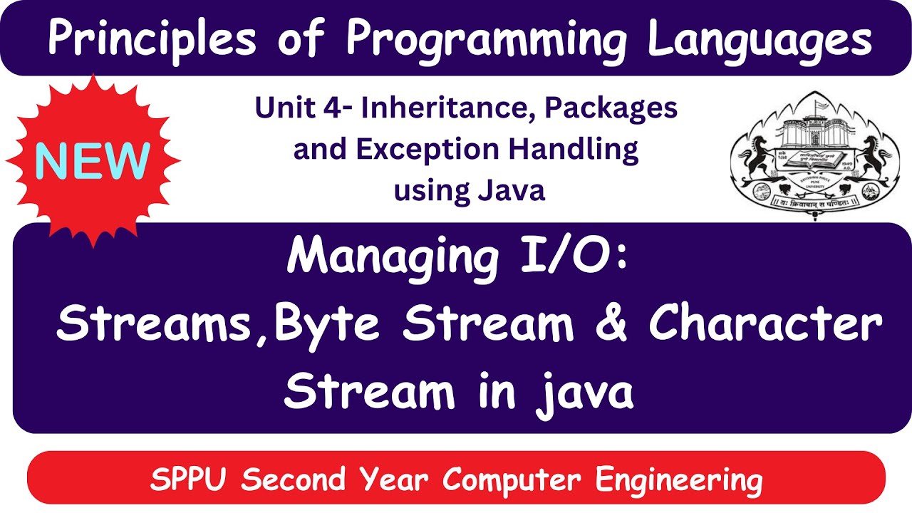 streams in java | ppl unit 4 sppu | byte stream and character stream in ...