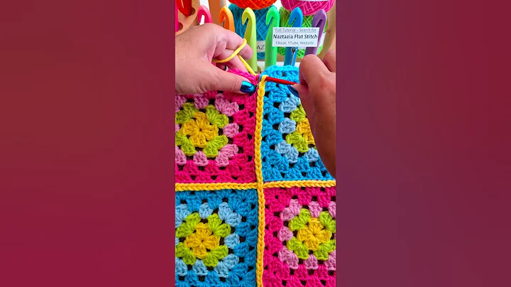 Crochet Granny Squares Flat Join #shorts