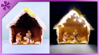 Today I will show you fast and easy way to make Christmas crib made from cardboard. --- Needed items: - Cardboard - Box - Paints - 