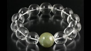 本翡翠入り水晶16mm玉 ブレスレット / Jadeite&Quartz Bracelet