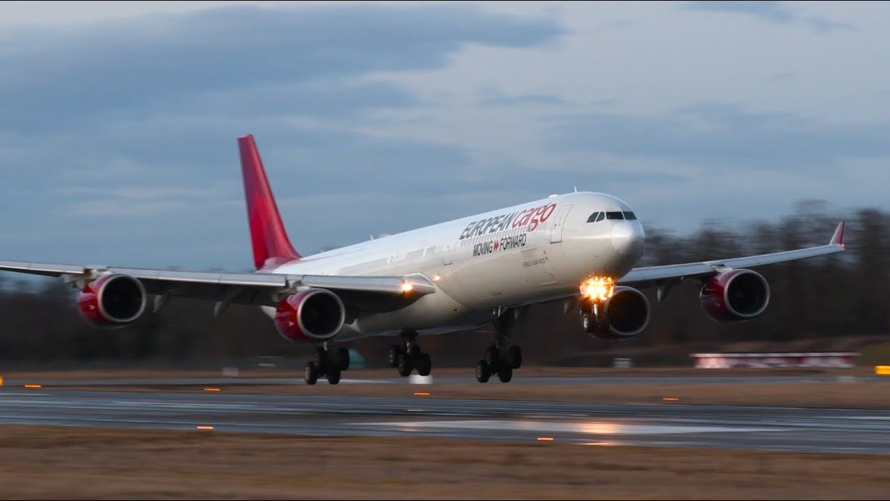 Airbus A340-600 Landing Basel EuroAirport  06.02.2026 evening Planespotting