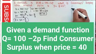 Consumers' Surplus from a Demand Function