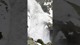 Avalanche Crashes Into Waterfall In Dagestan Mountains, Dramatic Footage Captured | APT