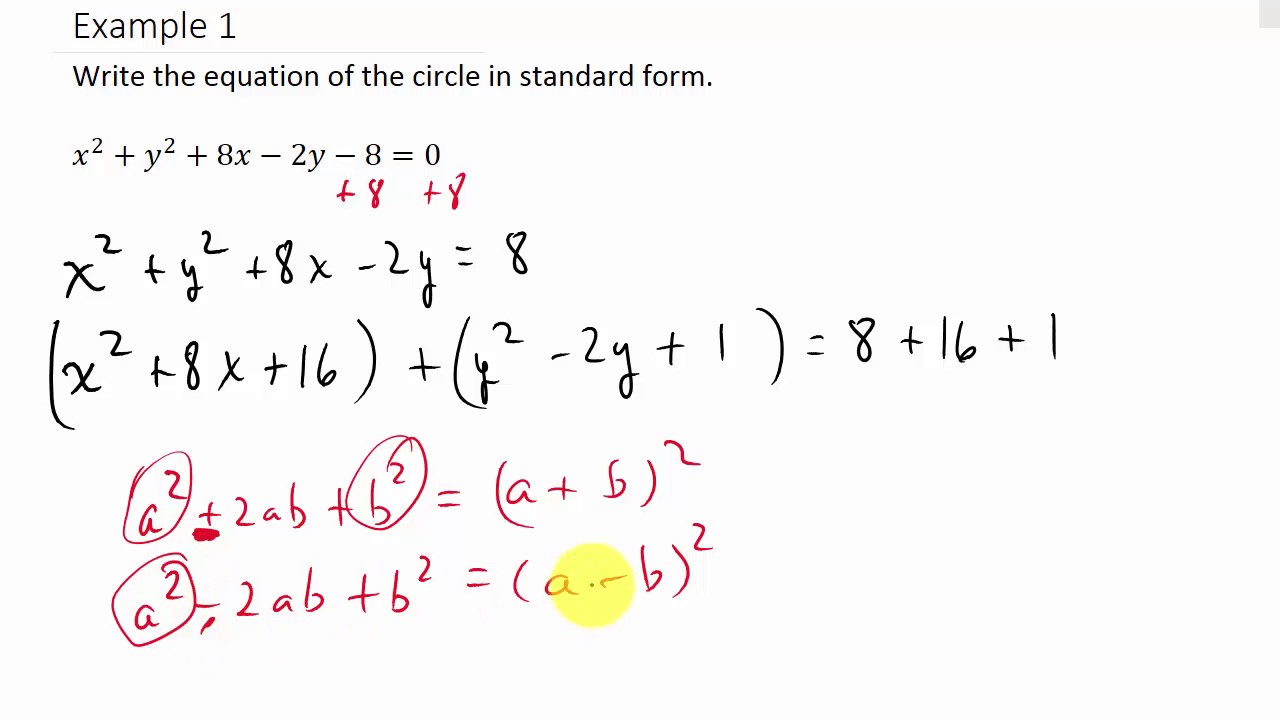 Converting a Circle From General Form to Standard Form