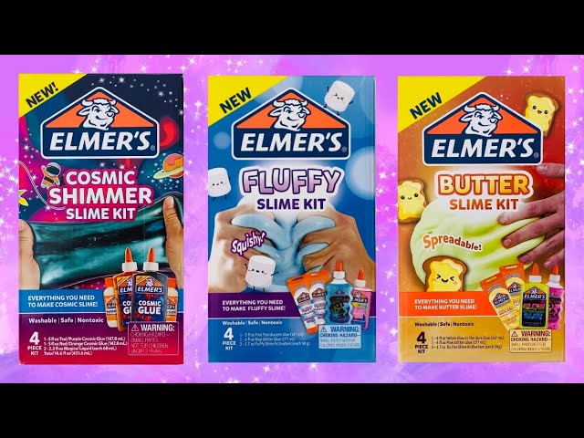 NEW Elmer's Slime Kit Reviews!! Cosmic Shimmer, Fluffy, and Butter