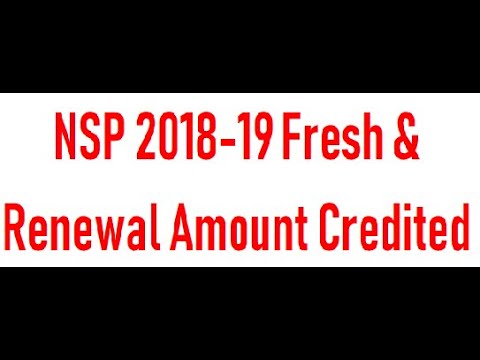 NSP 2018-19 l Renewal & Fresh Amount Credited