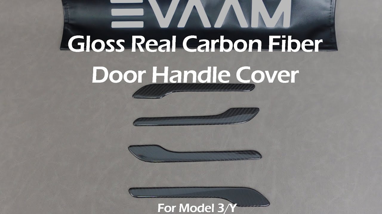 EVAAM® Gloss Real Carbon Fiber Door Handle Cover for Tesla Model 3/Y  (2021-2023)