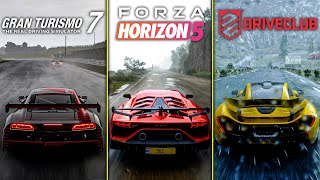 Gran Turismo 7 - ULTIMATE RAIN COMPARISON (GT7 vs Grid vs FH5 vs Driveclub)