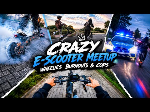 Crazy E-Scooter Meetup Wheelies Burnouts & Cops