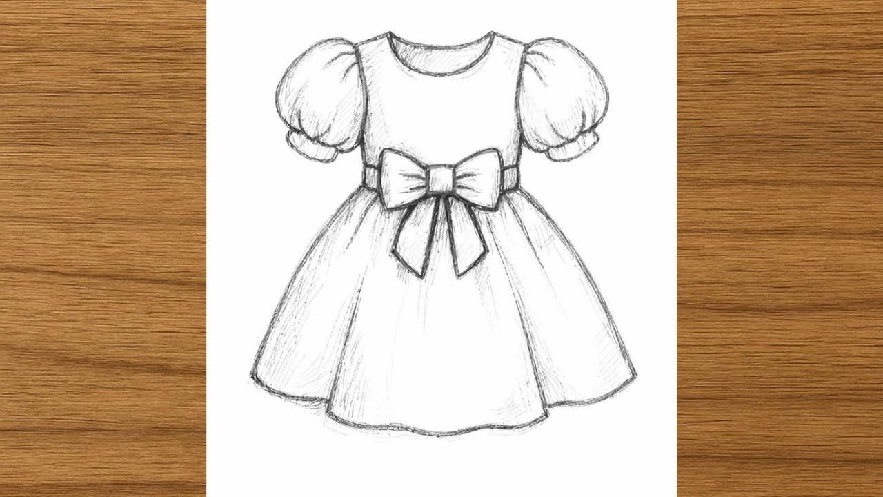 Beautiful Dress Pencil Sketch | Perfect for Beginners