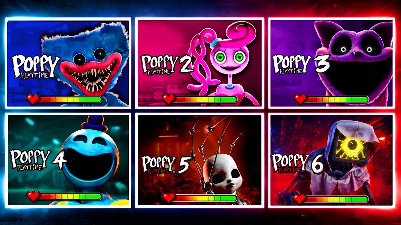 Poppy Playtime Chapter 1, 2, 3, 4, 5, 6 - ALL BOSSES & ENDINGS With Healthbars 4K | 2026