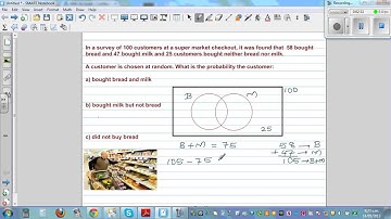 Using Venn diagram to solve problems- supermarket survey - Bread or milk