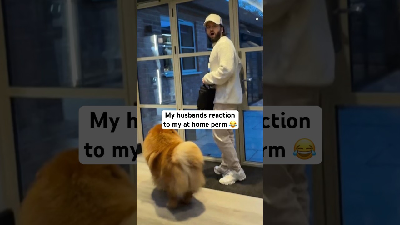 My husbands reaction to my at home perm 😂 