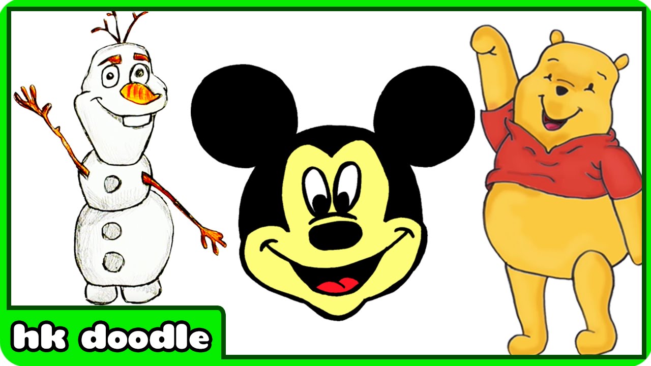 How To Draw Mickey Mouse Many More Disney Characters Easy Drawing Compilation Youtube