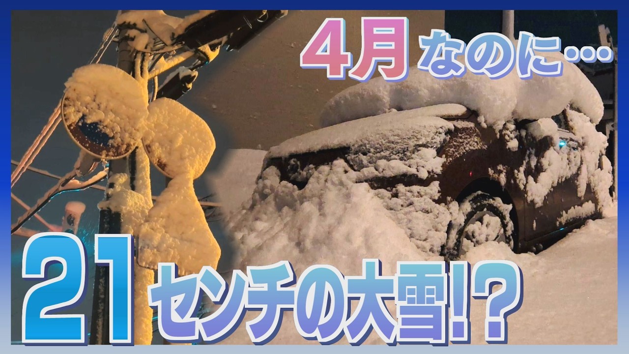 Despite it being spring 21 centimeters of snow falls in Kushiro