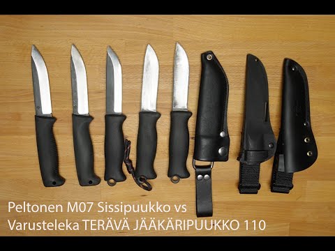Peltonen M07 Sissipuukko vs Varusteleka TERÄVÄ JÄÄKÄRIPUUKKO 110 Camp Knives from Finland