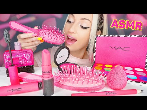 ASMR EATING EDIBLE HAIR BRUSH, LIPSTICK, CANDY, MAC PALETTE, 먹을 수 있는, 케이크 먹방 (SWEET FOOD) MUKBANG 먹방