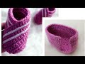 حذاء كروشيه ولادي /بناتي سهل crochet slipper (English subtitles)