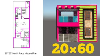 20×60 House Plan|North Face|3d Elevation|Tamil