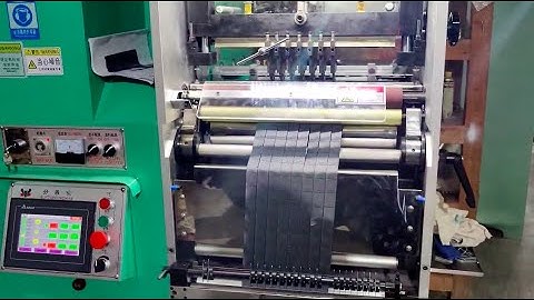 YS-0088 Vertical ultrasonic label slitting machine setup at customer factory