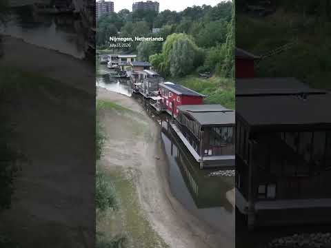 Houseboats sit on dry riverbeds amid Netherlands drought