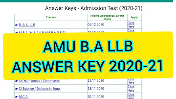 AMU B.A.L.L.B ANSWER KEY