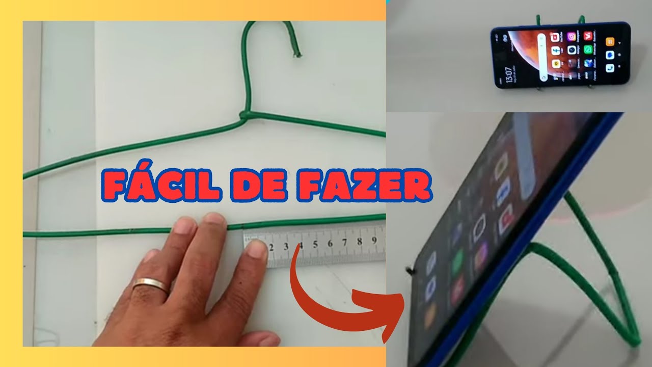 DIY- VEJA COMO É FÁCIL FAZER UM PORTA CELULAR COM UM CABIDE.