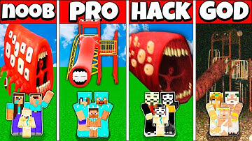 Minecraft Battle FAMILY TRAIN EATER EXTRA SLIDE HOUSE BUILD NOOB vs PRO vs HACKER vs GOD Animation