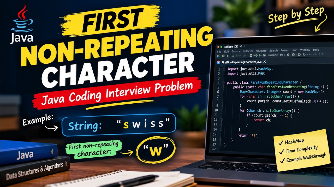 Interview Coding Question | First Non-Repeating Character in Java - YouTube