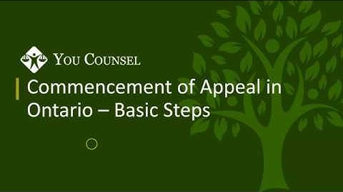 Commencement of Appeal in Ontario - Basic Steps