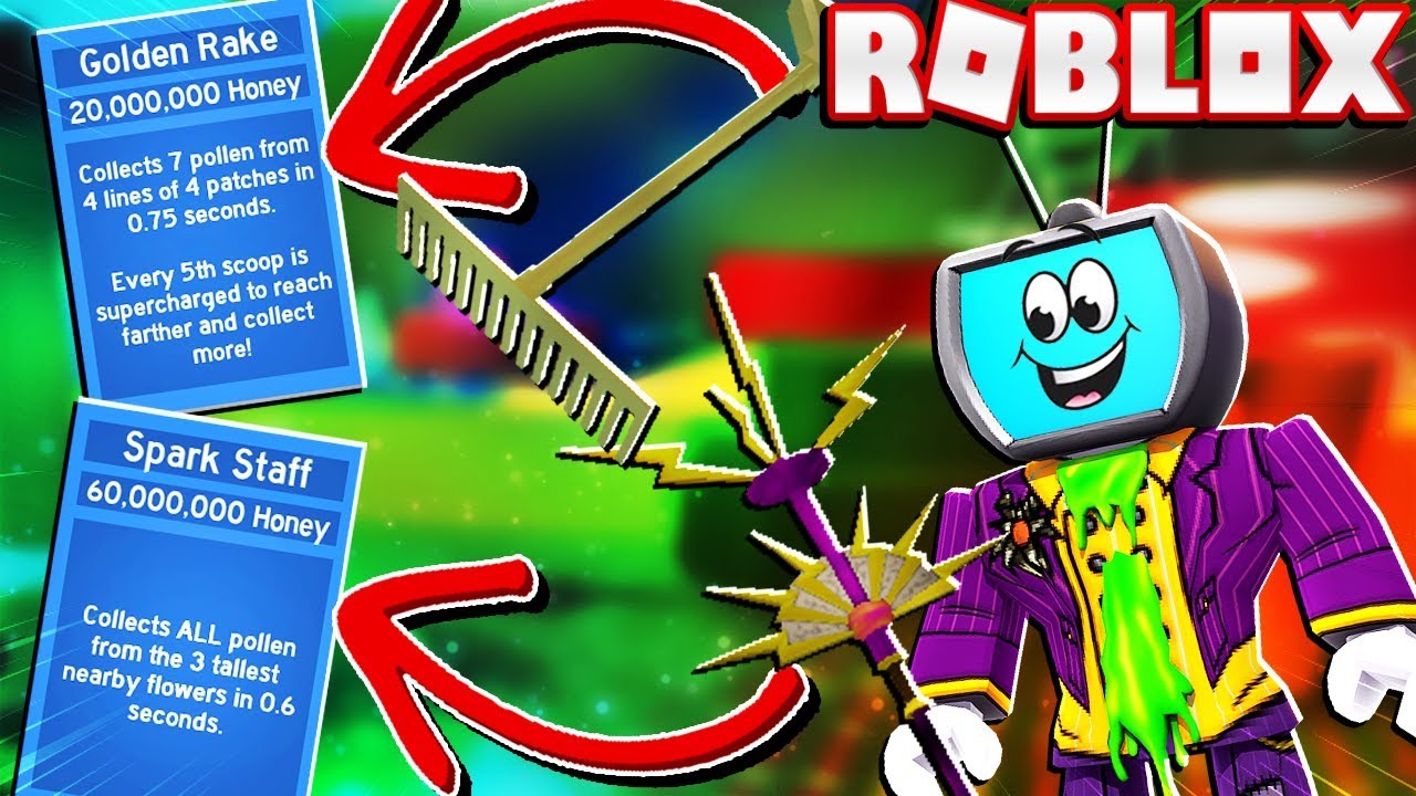 New Spark Staff And Gold Rake Collector In Roblox Bee Swarm Simulator Youtube - new spark staff and gold rake collector in roblox bee swarm