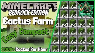 Easy Compact Bedrock Cactus Farm Tutorial Farm Patched