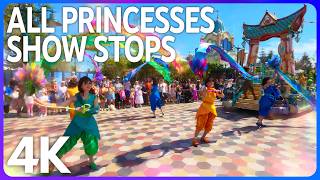 Disney Princess Cavalcade | All Princesses Show Stops [4K] Disney Adventure World - Disneyland Paris