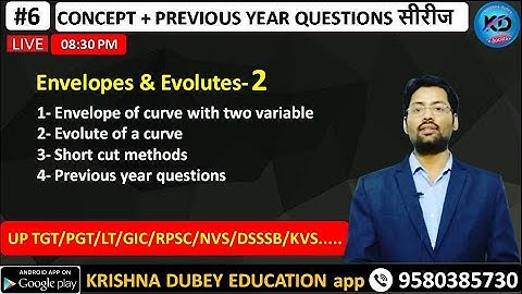 CALCULUS || Envelopes & Evolute  || LEC-2 || tgt pgt online classes || rpsc 1st _ 2nd grade || gic