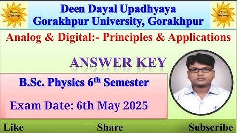 Answer key - 2025|| PHY305|| Analog & Digital Electronics|| BSc physics 6th sem|| #answerkey