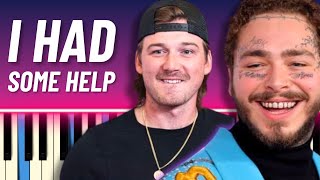 I Had Some Help (EASY PIANO TUTORIAL) - Post Malone, Morgan Wallen