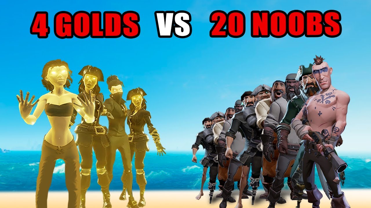 can 4 Gold Curses beat 20 Noobs? - (custom server match) - Sea of Thieves