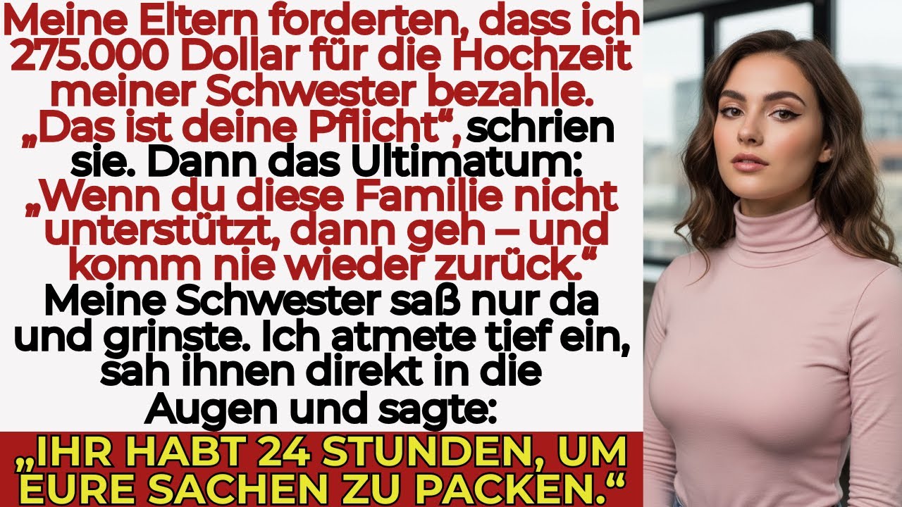Meine Familie zwang mich, 275.000 $ für ihre Hochzeit zu zahlen—dann verloren sie das Haus.