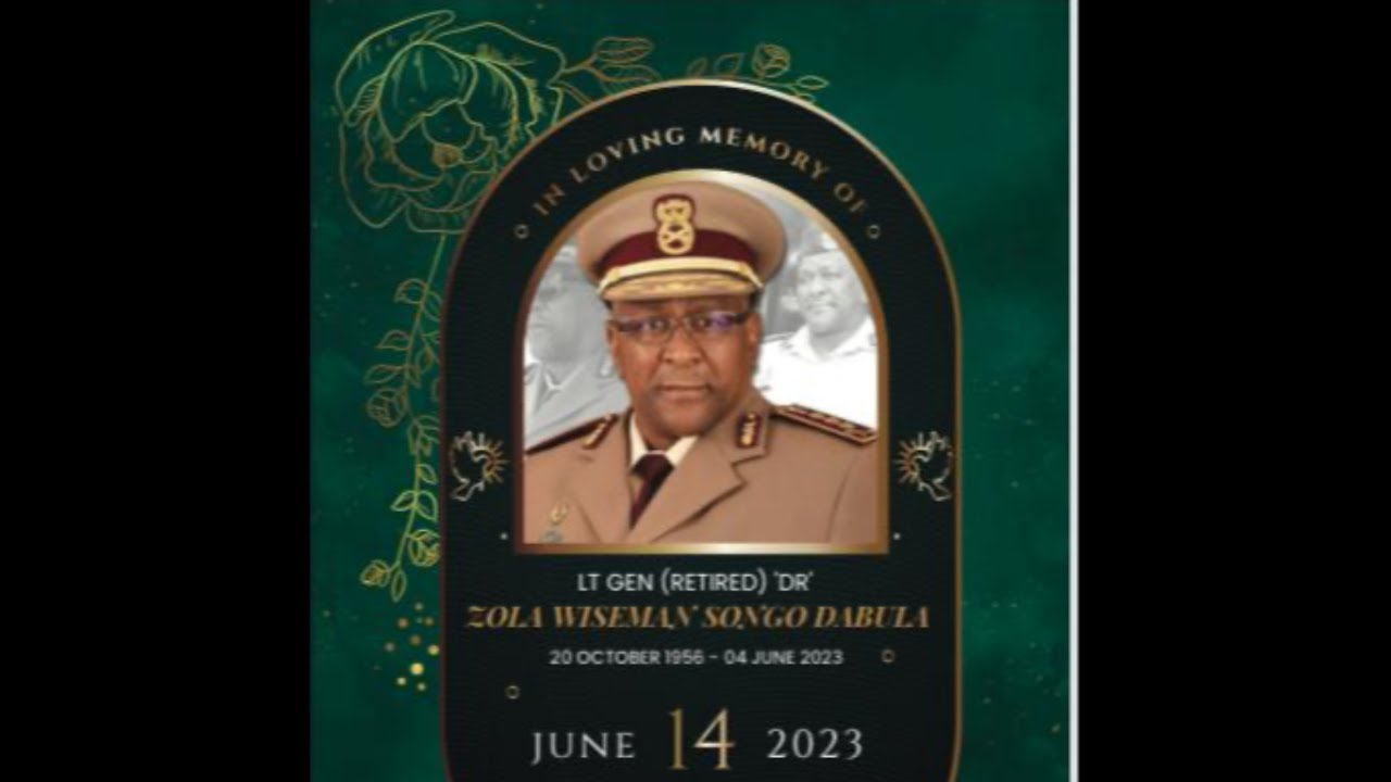 Funeral Service Of Lt Gen Ret Dr Zola Wiseman Songo Dabula Youtube