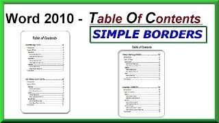 How to Apply SIMPLE BORDERS Around a Table of Contents - MS Word 2010 - 2019 and Office 365