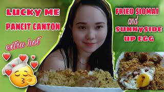 PANCIT CANTON + FRIED SIOMAI + SUNNYSIDE UP EGG MUKBANG | LUCKY ME PANCIT CANTON EXTRA HOT screenshot 4