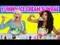 ELSA VS MOANA YUMMY YUMMY ICE CREAM SUNDAE CHALLENGE. (Totally TV Parody Characters)