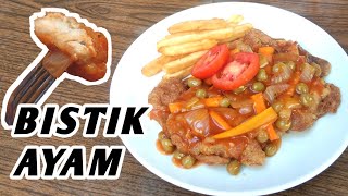 Steak ayam gaya cina / Steak ayam lima bumbu / steak ayam goreng dengan kacang Prancis. 