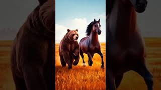 ! bear and horse running! #shortvideo #aishorts #enjoyment #viralvideoshorts #viralvideo