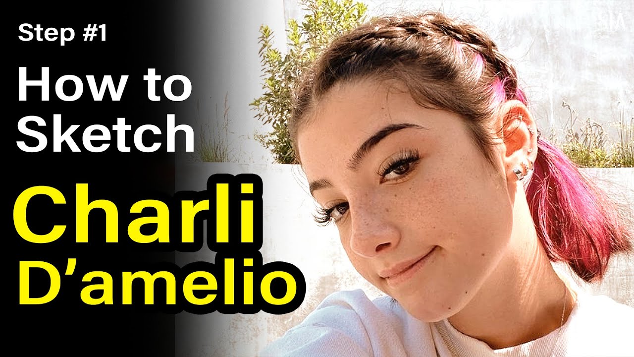 How to draw Charli D'amelio step by step tutorial - YouTube